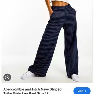 Abercrombie & Fitch Navy striped tailor wid leg pants trousers Reg length